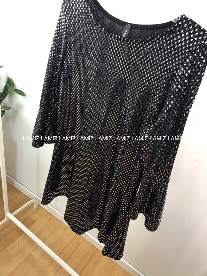 Sukienka błyszcząca rozkloszowana mini