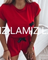 Piżama Sweet laura rosa czerwona t-shirt i krótkie spodenki prezent bawełna