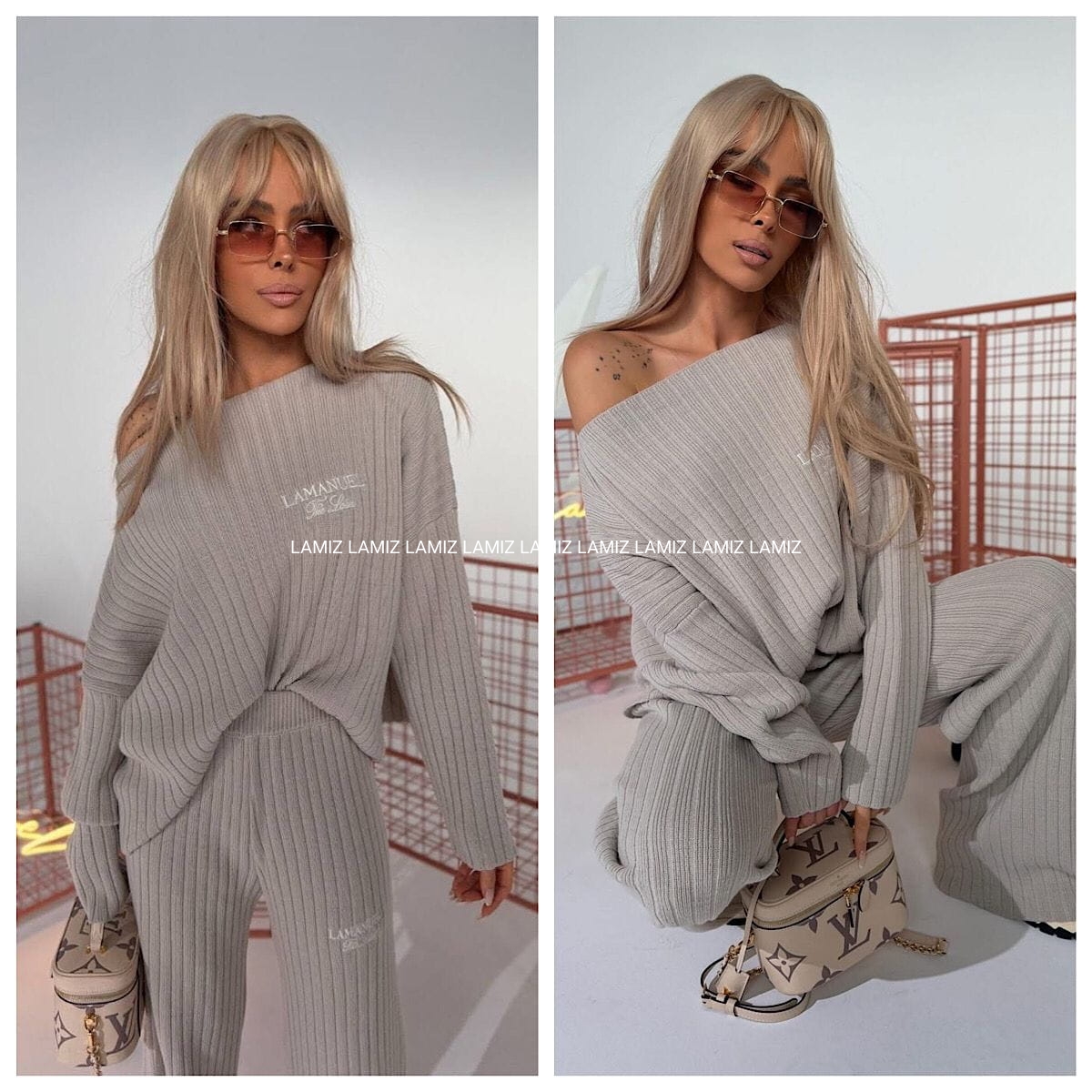 komplet yarn lamanuel beżowy