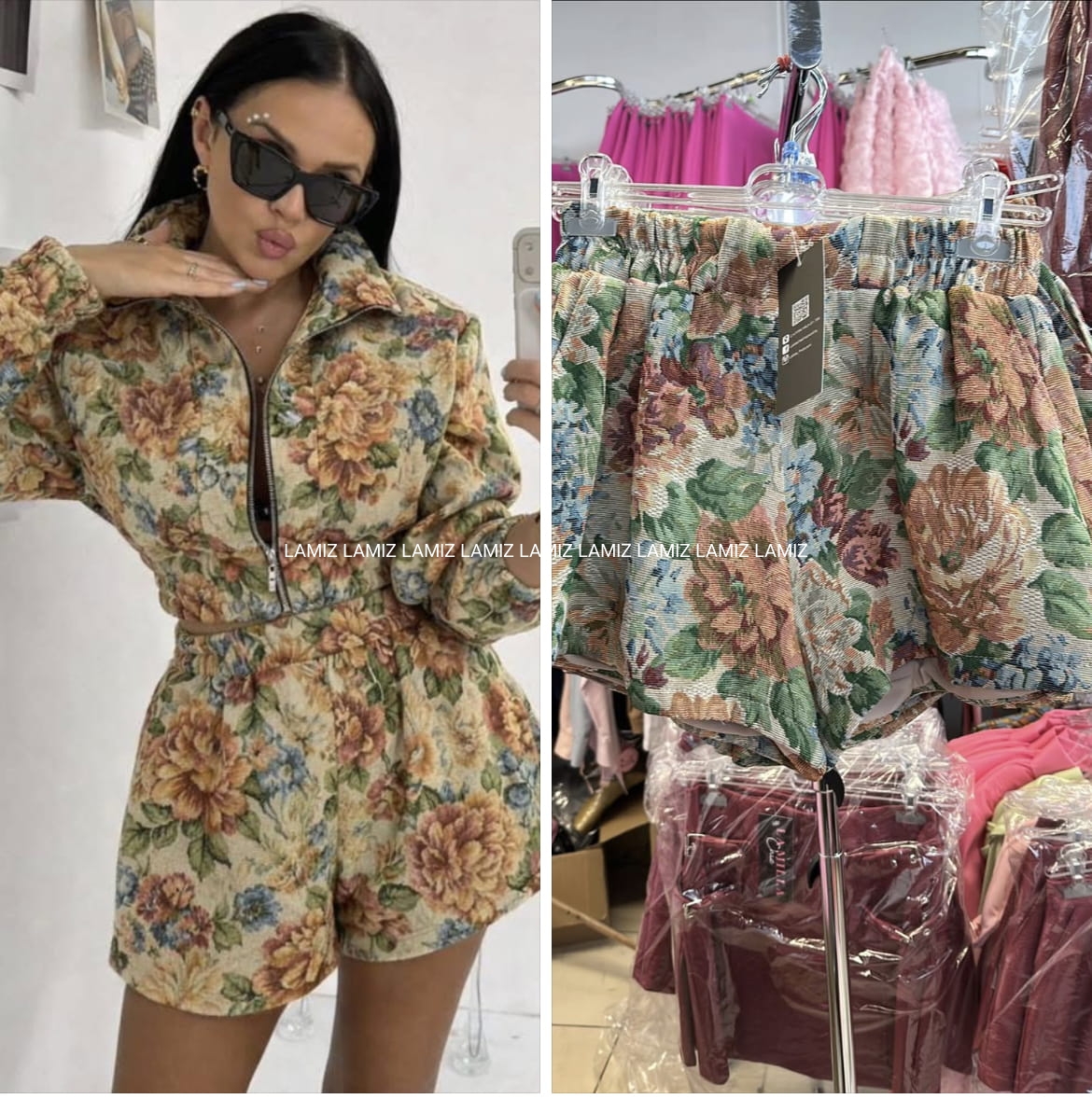 spodenki rosalia lamilla w kwiaty niebieskie 