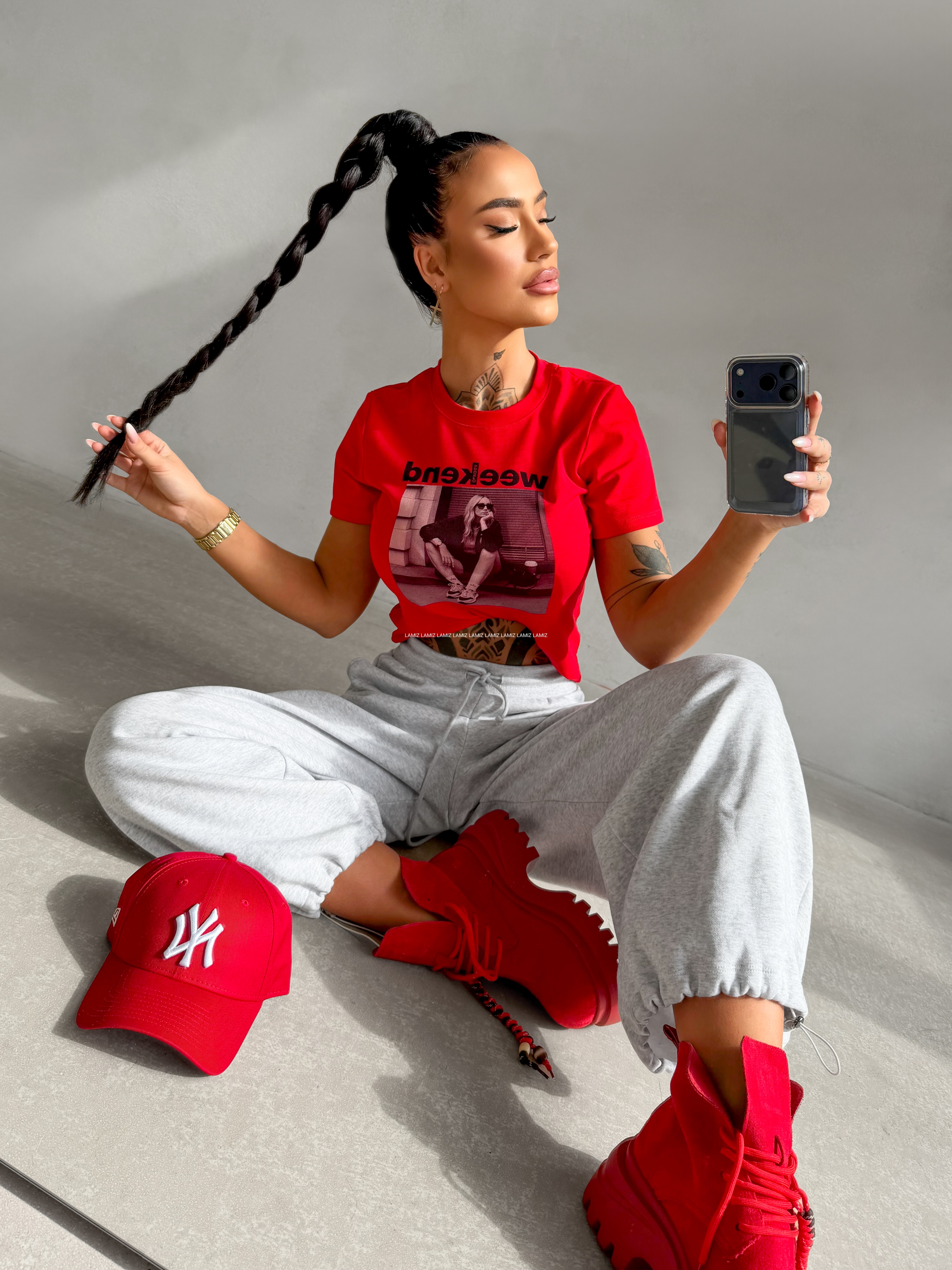 t-shirt idcare olavoga czerwony