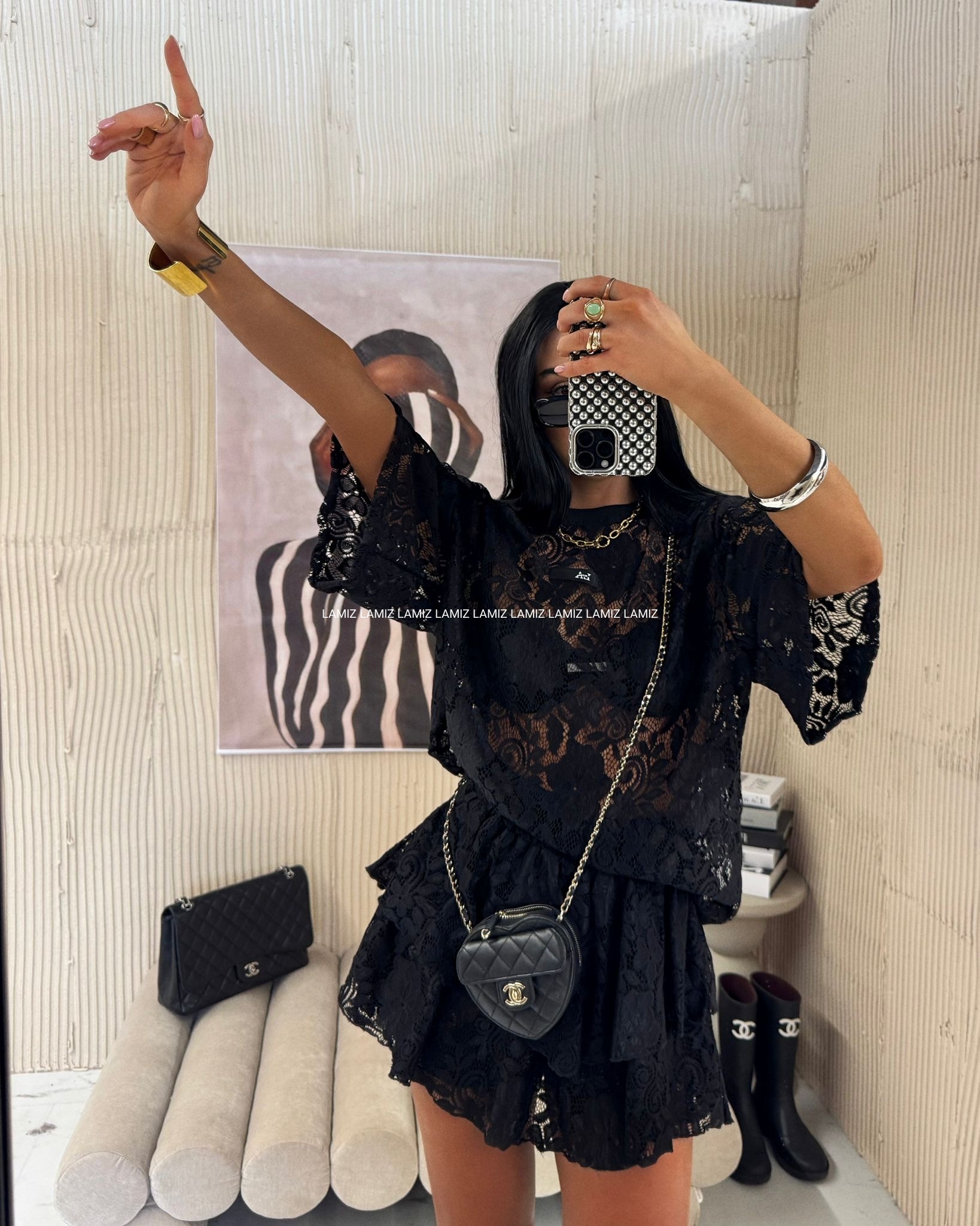 spódniczko spodenki koronkowe lamilla czarne