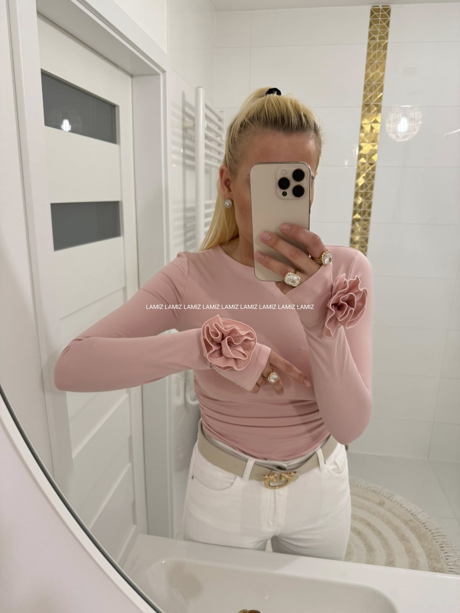 bluzka z wiskozą premium róża morela gold lady