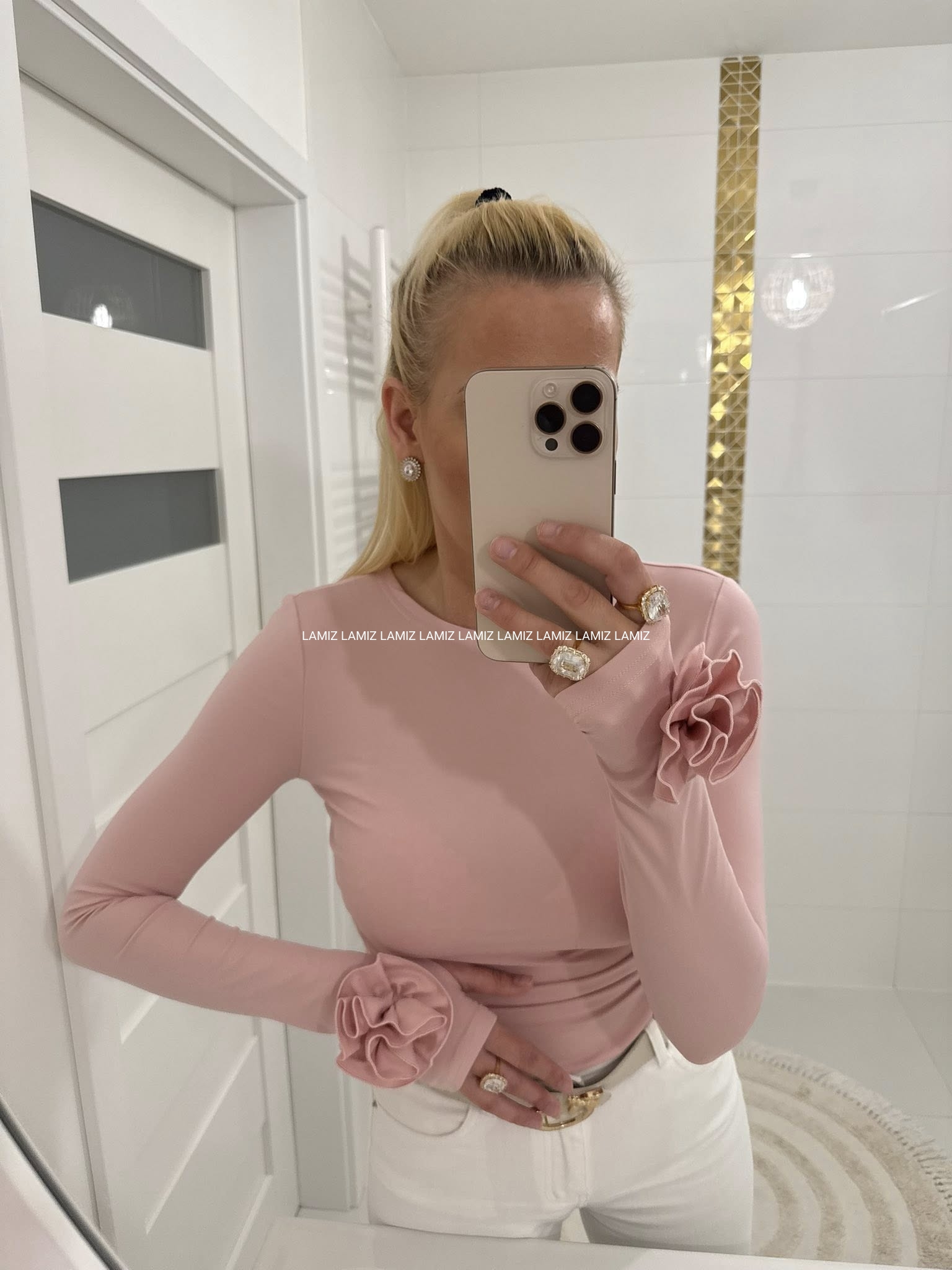 bluzka z wiskozą premium róża morela gold lady