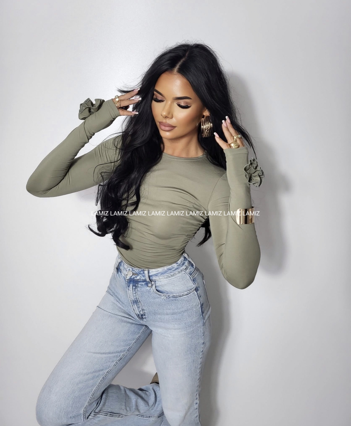 bluzka z wiskozą premium  khaki