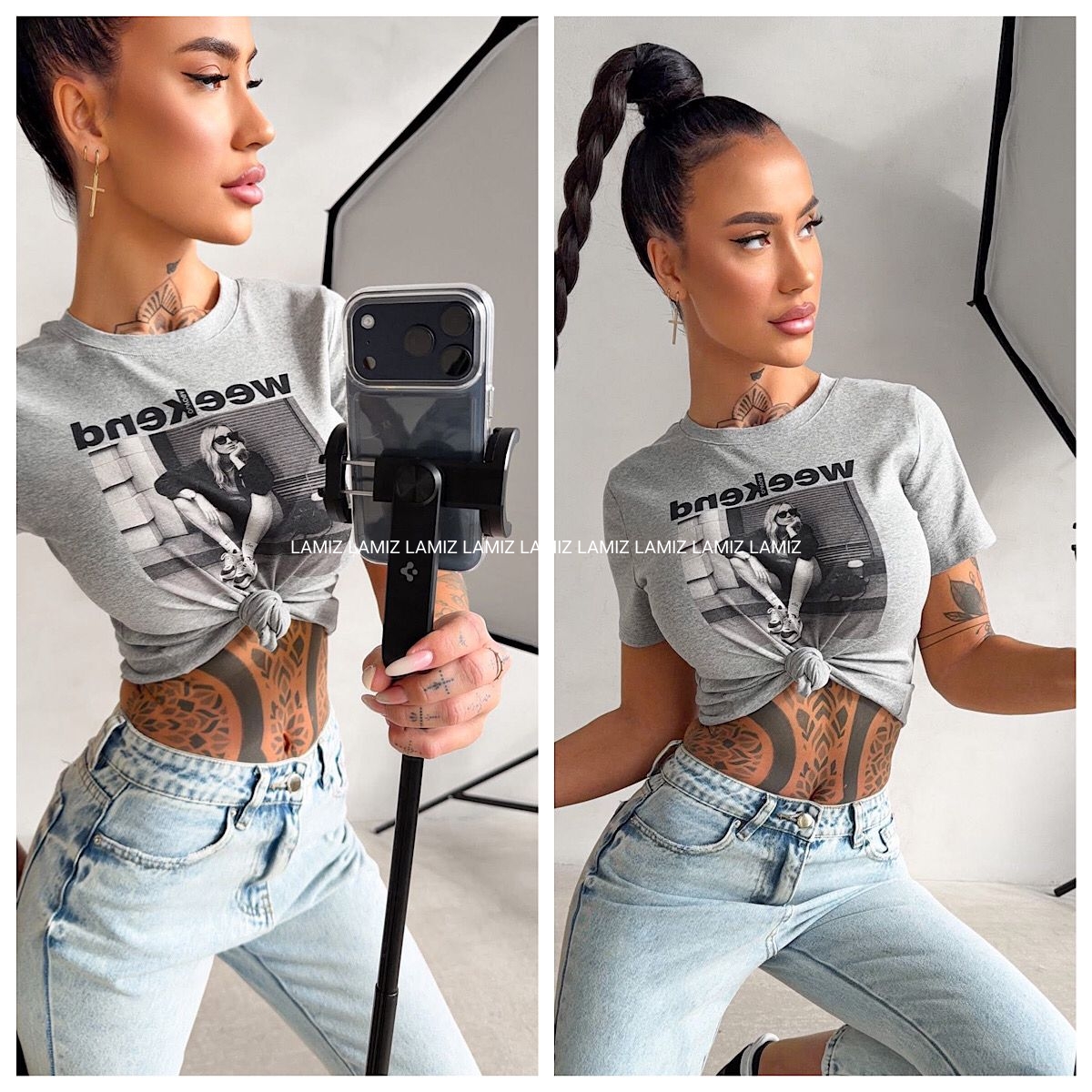 t-shirt idcare olavoga szary
