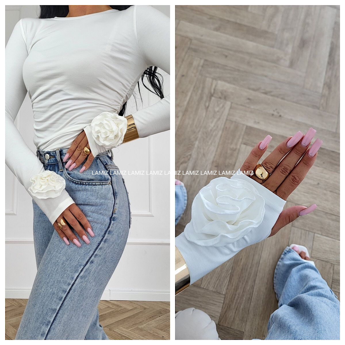 bluzka z wiskozą premium róża biała