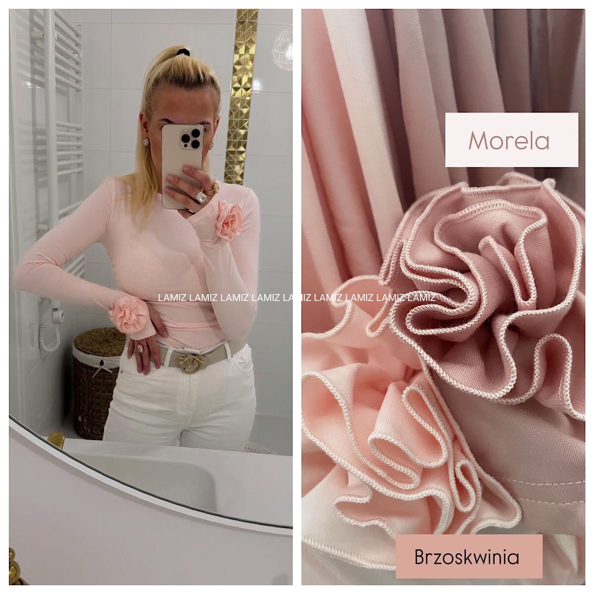 bluzka z wiskozą premium róża brzoskwinia gold lady