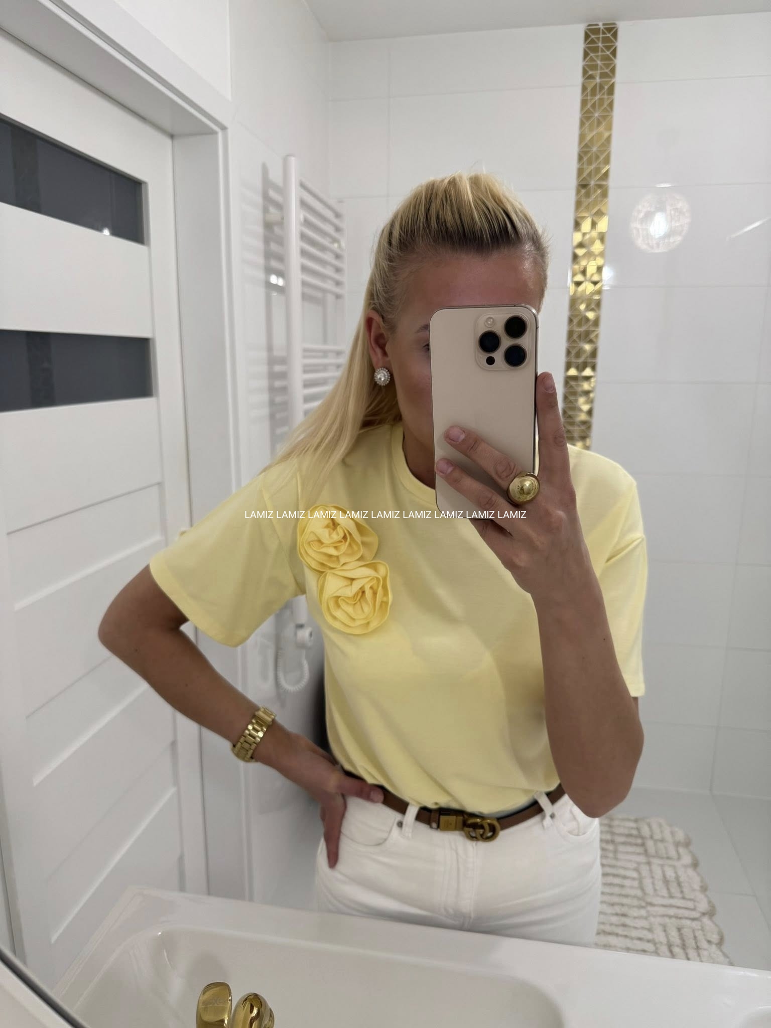 t-shirt rose z różami gold lady masełko