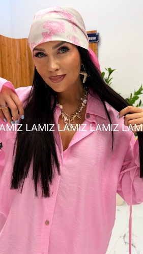 chusta lamilla różowo biała