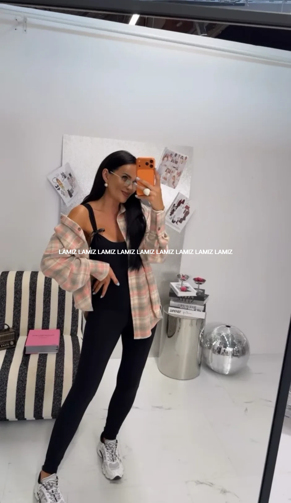 La Milla Koszula Oversize Cozy Check Pudrowy Róż