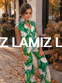 kombinezon w kwiaty zielony z chokerem
