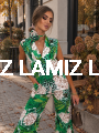 kombinezon w kwiaty zielony z chokerem