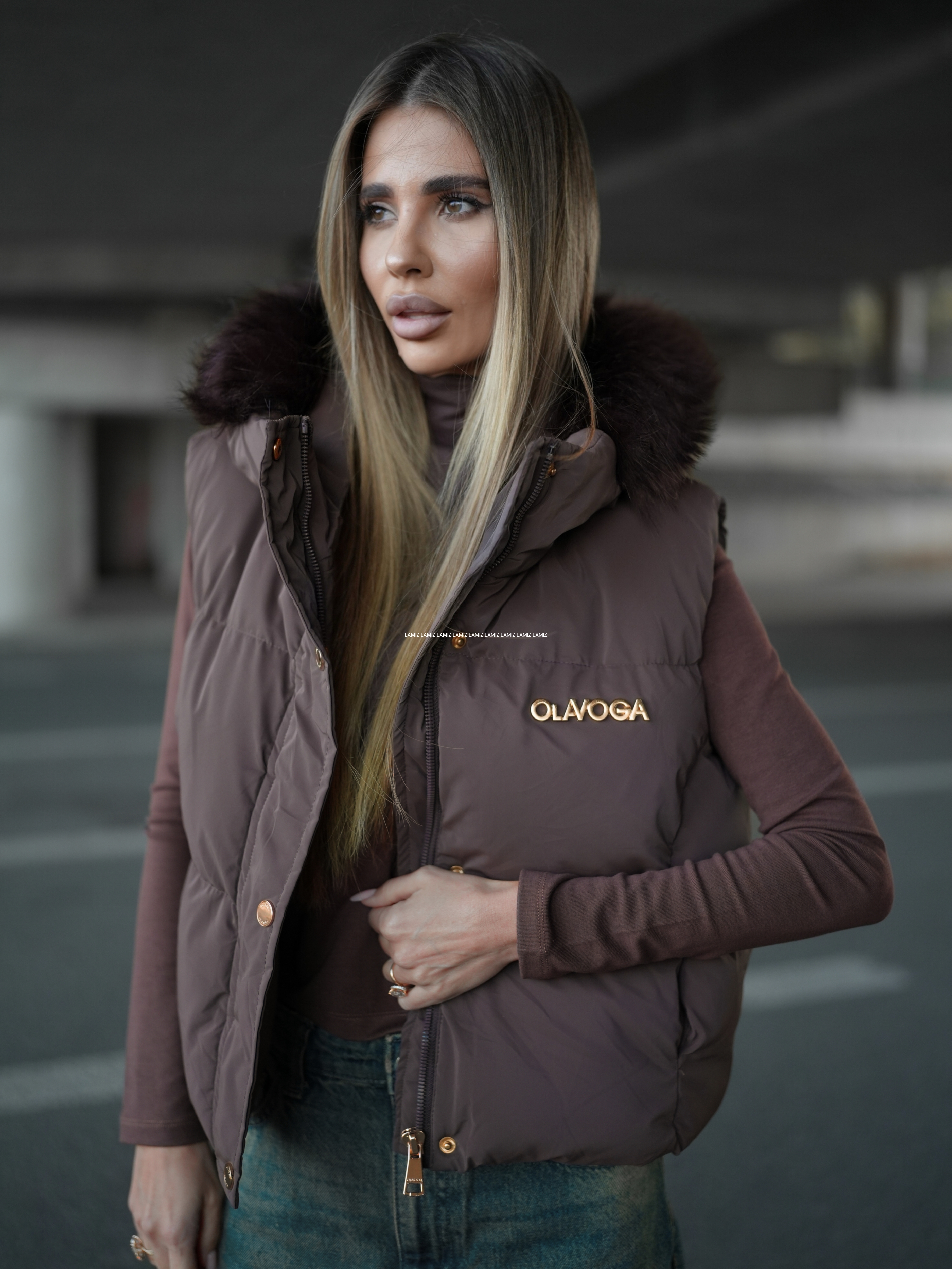 kamizelka siery olavoga brąz