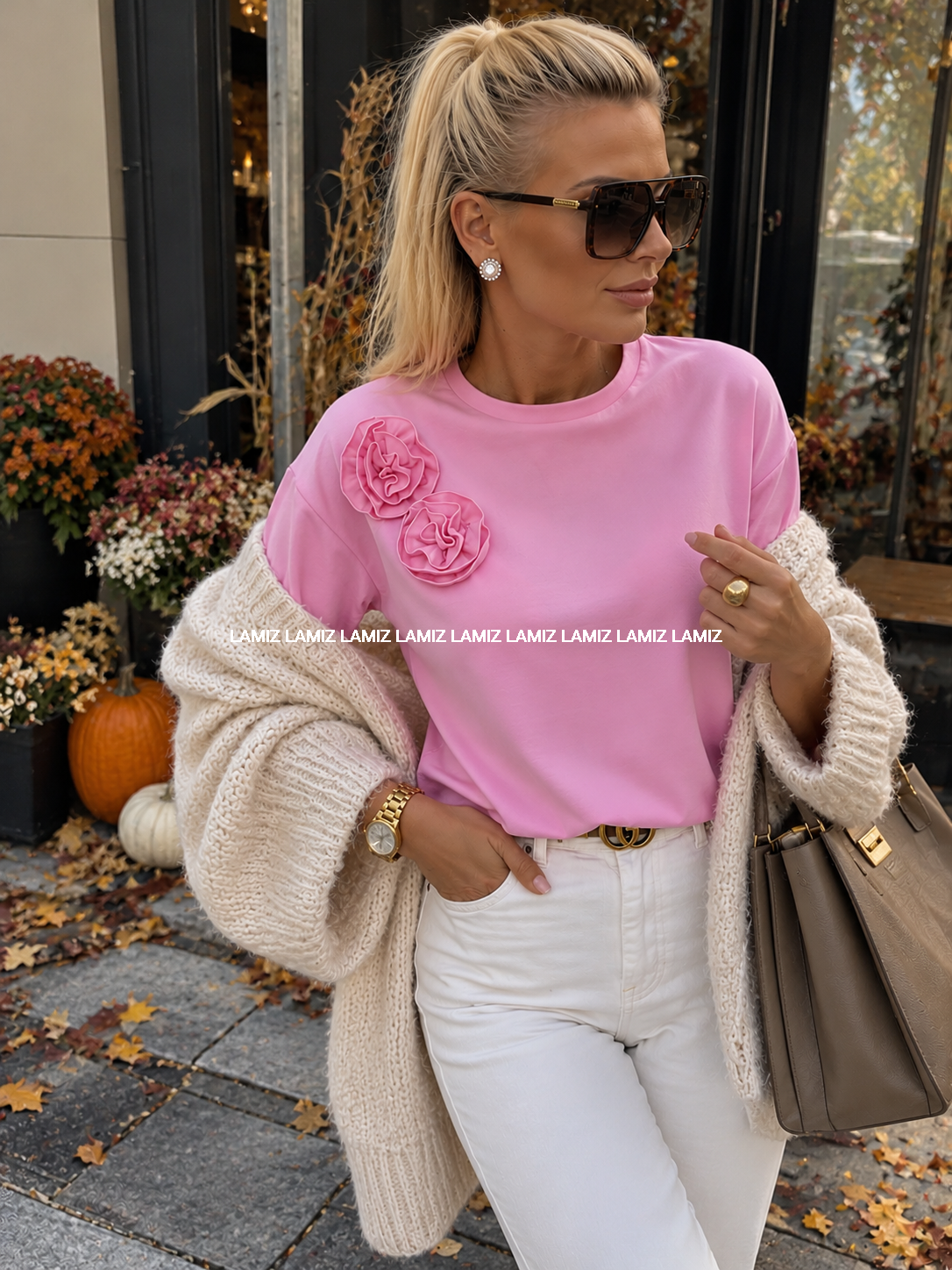 t-shirt rose z różami gold lady