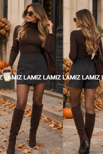 Czarne spódnico-spodenki damskie z rozcięciem LOREN | Lamiz